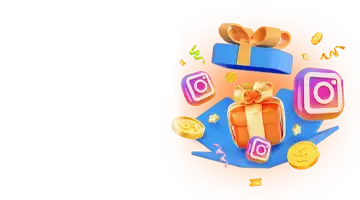 A bonus for using messengers by Mostbet. The picture shows gift boxes with Instagram logos and social symbols on a bright background.