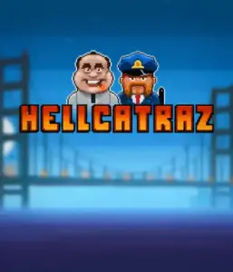 Explore the exciting world of the Hellcatraz game by Relax Gaming, featuring a comic-style prisoner and a guard with the infamous Alcatraz prison and San Francisco skyline in the background. This image portrays the fun and humor of an prison break-themed game, perfect for those who enjoy playful themes, offering a captivating gaming experience. 