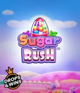 Experience the delightful world of the Sugar Rush slot game by Pragmatic Play, with a bright candy dispenser on a dreamy background of candyland. This image captures the playfulness of the game, highlighted with multicolored candies and enticing typography. Great for players seeking a sweet adventure, offering hours of fun. 